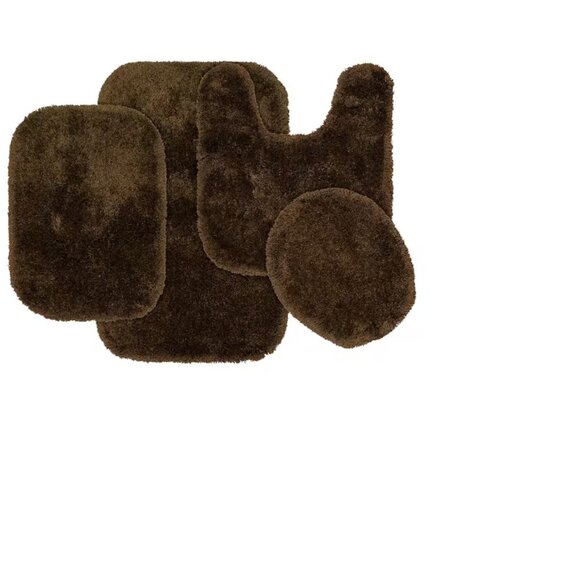 Garland Rug Chocolate Brown Finest Luxury Plush Nylon 4-Piece Bath Rug Set - Picture 1 of 7